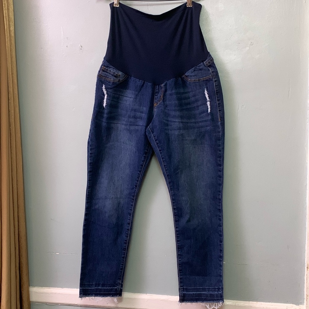Maternity XL 14-16 Distressed Medium Wash Skinny Jeans